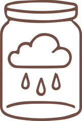 Capturing a Rainy Day Moment Cloud and Raindrops Inside a Glass Jar Line Art