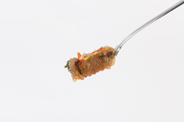 Delicious Glass Noodle Bite on a Fork