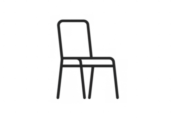 Minimalist chair line art illustration icon featuring a modern metal design, flat graphic element on transparent background