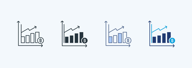 Fototapeta premium Economic Growth Multiple Style Icon Collection