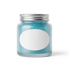 Blue Gel in Glass Jar with Silver Lid on White Background
