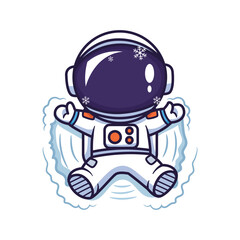 cute astronaut playing during snowy season vector illustration
