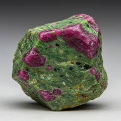 Stunning Macro Shot of Ruby Zoisite Specimen with Green and Red Crystals.