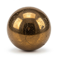 Bronzite Sphere Macro: Metallic Sheen, Smooth Stone Texture, Isolated on White.
