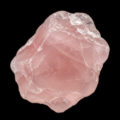 Macro Shot of Pale Pink Rose Quartz Gemstone on White Background, High Detail.