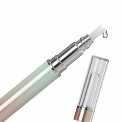 Serum Dropper with Clear Glass Bottle and Droplet in Bright White Background