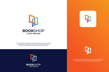 Book shop logo, online book order logo design
