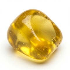 Macro Shot of a Tumbled Citrine Gemstone, Sunny Yellow and Smooth. 8K Detail.
