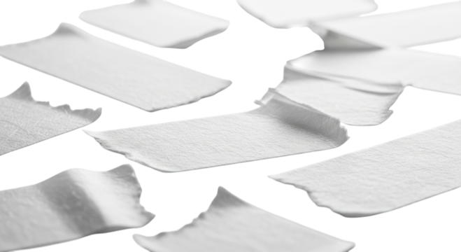 White paper scraps transparent background cutout png