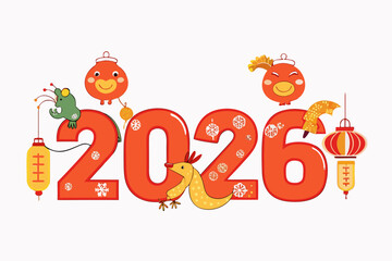 Fototapeta premium Chinese new year 2026 vector illustration isolated on white background