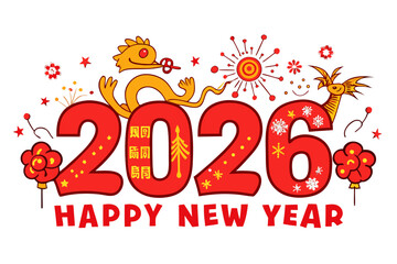 Chinese new year 2026 vector illustration isolated on white background