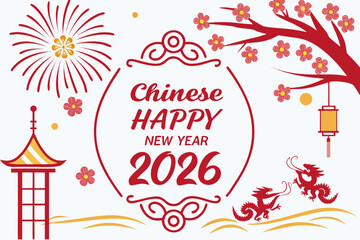 Chinese new year 2026 vector illustration isolated on white background