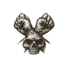 Crossed Fists Skull