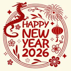 Chinese new year 2026 vector illustration isolated on white background