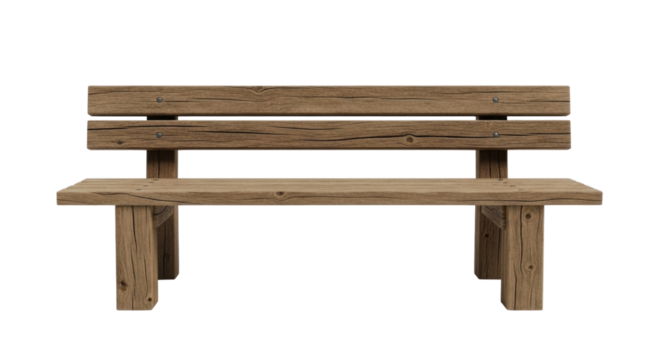 Wooden park bench transparent background cutout png - Powered by Adobe