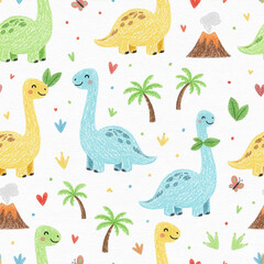 Obraz premium funny animal seamless pattern with cute cartoon creatures and birds