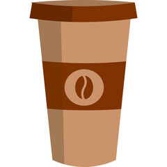 Brown Paper Coffee Cup With Dark Brown Sleeve And Coffee Bean Logo On A White Background