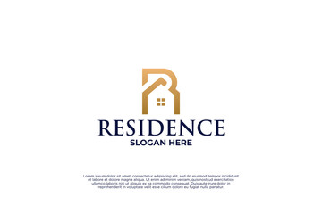 Real estate logo design with initial letter R logo combination