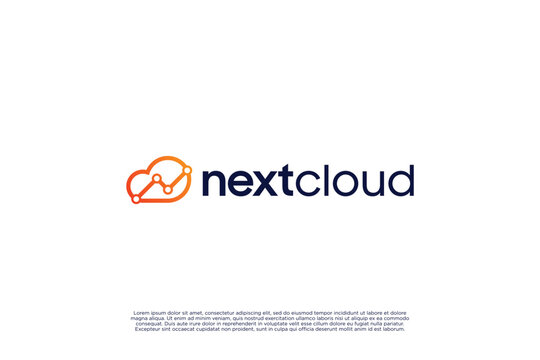 Cloud letter N logo design with statistic concept