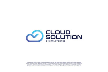 Cloud solution logo design template