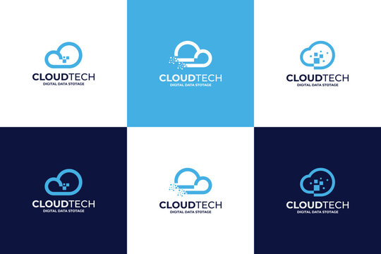 Set of cloud tech logo design