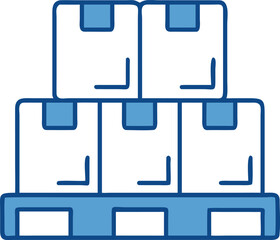 Blue outline stacked boxes on pallet icon cargo delivery
