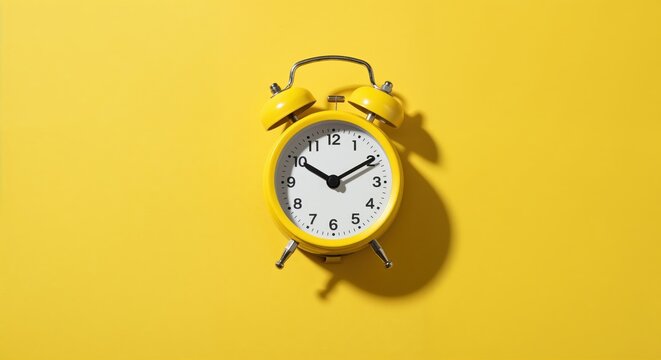 Tick-Tock: The yellow alarm clock sits proudly against a bright backdrop, its classic design and bold color symbolizing the relentless march of time.