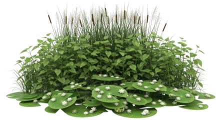 Green bush with white spotted leaves transparent background cutout png