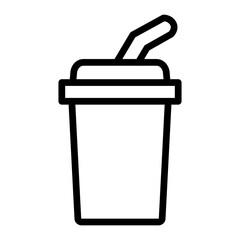 Soda Cup Vector Line Icon Design