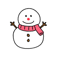 목도리를 한 귀여운 눈사람 일러스트