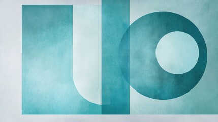 Abstract teal shapes, layered design, artistic background. Potential use Graphic design inspiration