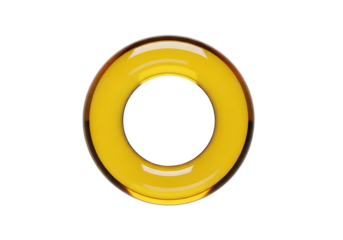 Yellow ring with concentric circles isolated on transparent background