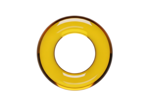 Yellow ring with concentric circles isolated on transparent background