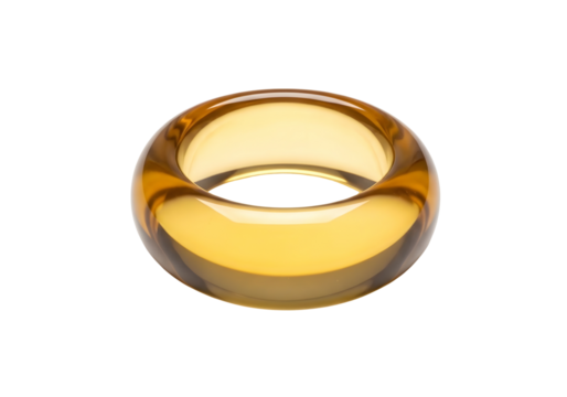 Yellow ring with concentric circles isolated on transparent background