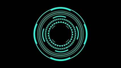 Circle sci-fi hud progress motion graphic. Futuristic digital interface hud hologram. 4K resolution on black background