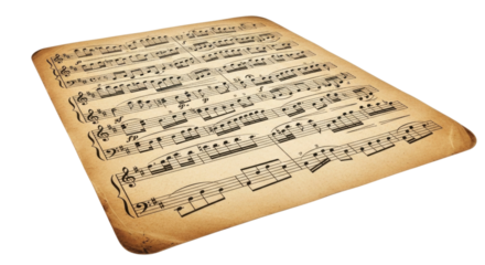 Vintage sheet music transparent background cutout png