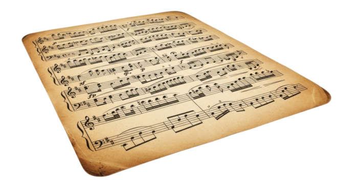 Vintage sheet music transparent background cutout png - Powered by Adobe