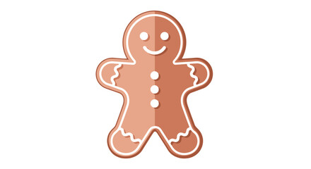Cute Gingerbread Man Cookie with White Icing Isolated on White Background Festive Holiday Treat