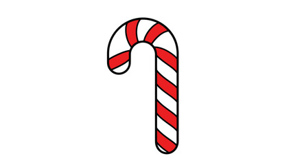 Classic Red and White Striped Candy Cane Icon Simple Christmas Holiday Sweet Treat Vector
