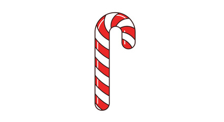 Classic Red and White Striped Candy Cane Icon Perfect for Christmas and Holiday Designs