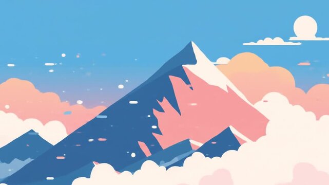 illustration mountain with clouds Videos