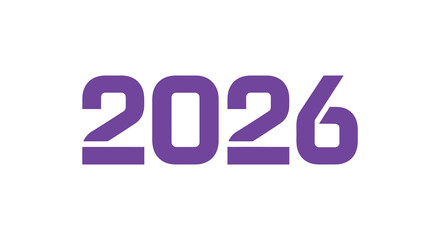 Bold purple numbers representing the year 2026 on a clean white background