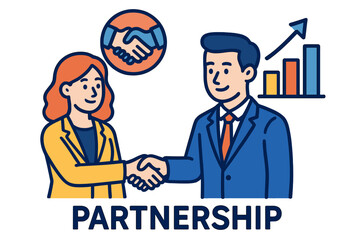 Business partnership handshake with growth graph symbolizing success partner strategically