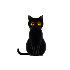 Mysterious black cat with glowing orange eyes