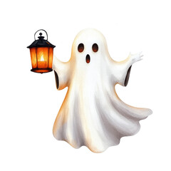 Friendly ghost holding a lantern for Halloween festivities