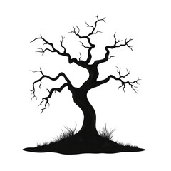 Spooky silhouette of a gnarled, leafless tree