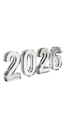 Clear Glass 3 D Numbers Twenty Six, Year Celebration, cutout, PNG isolated on a white or transparent background, AI