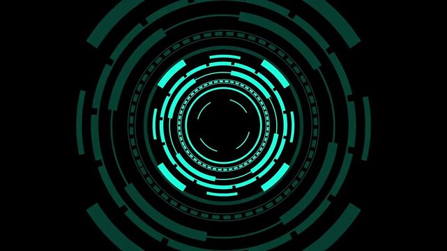 Circular sci-fi HUD progress animation. Futuristic sci-fi HUD style on black background 4K resolution