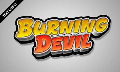 Burning devil editable text effect - Bold 3d glossy fire font, hell game title design