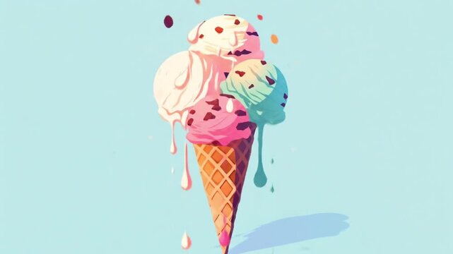 pastel illustration ice cream cone Videos